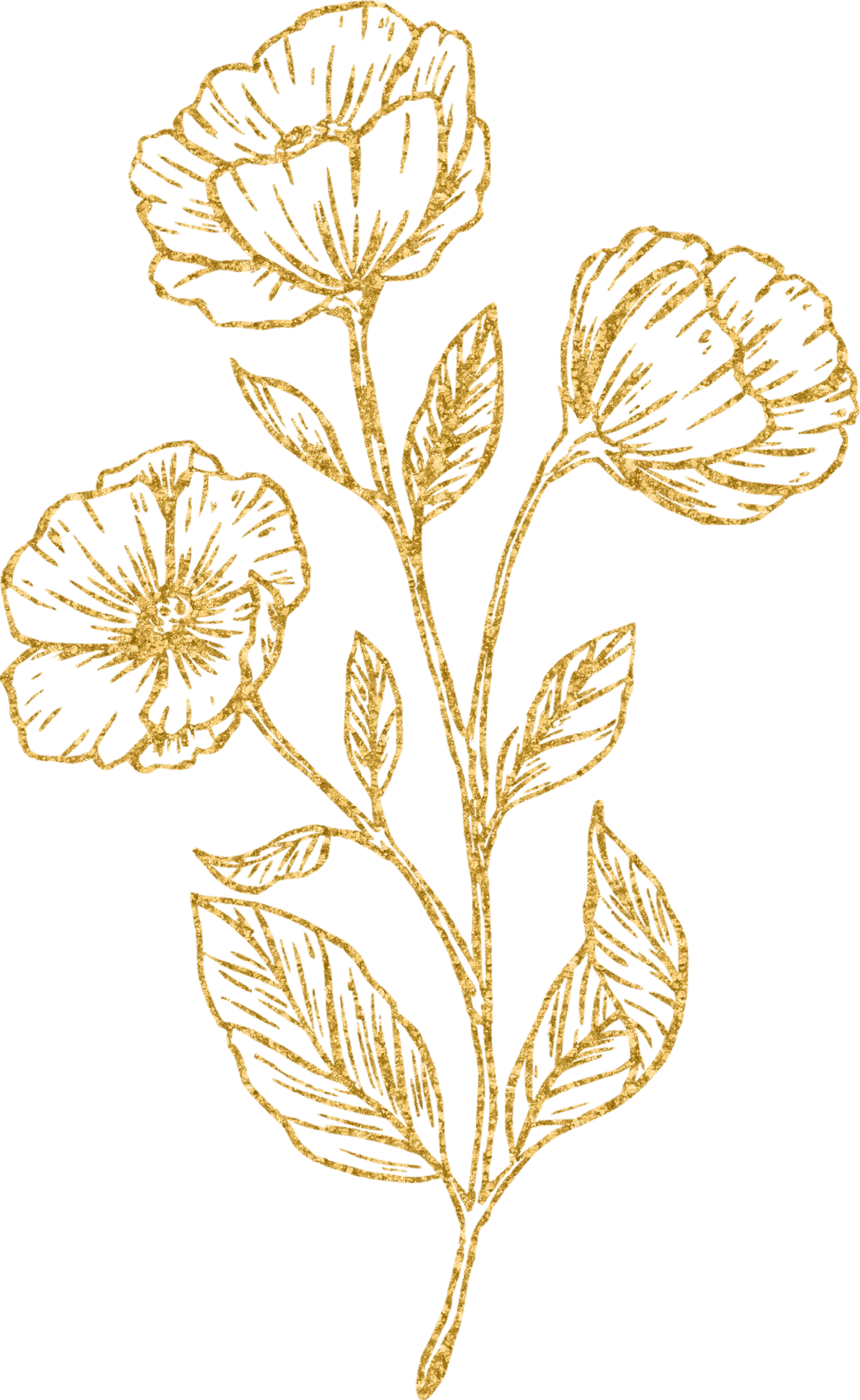 Gold Flower Stalk Line Art